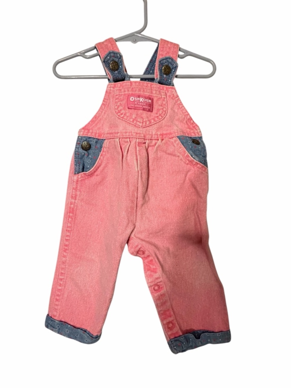 OshKosh B'gosh Vintage Coral Pink Denim Overalls